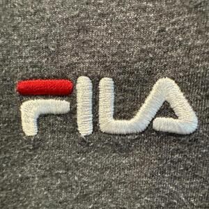 Fila Womens Large T Shirt Embroidered Logo Folded Sleeve Crew Neck Top Hi Low